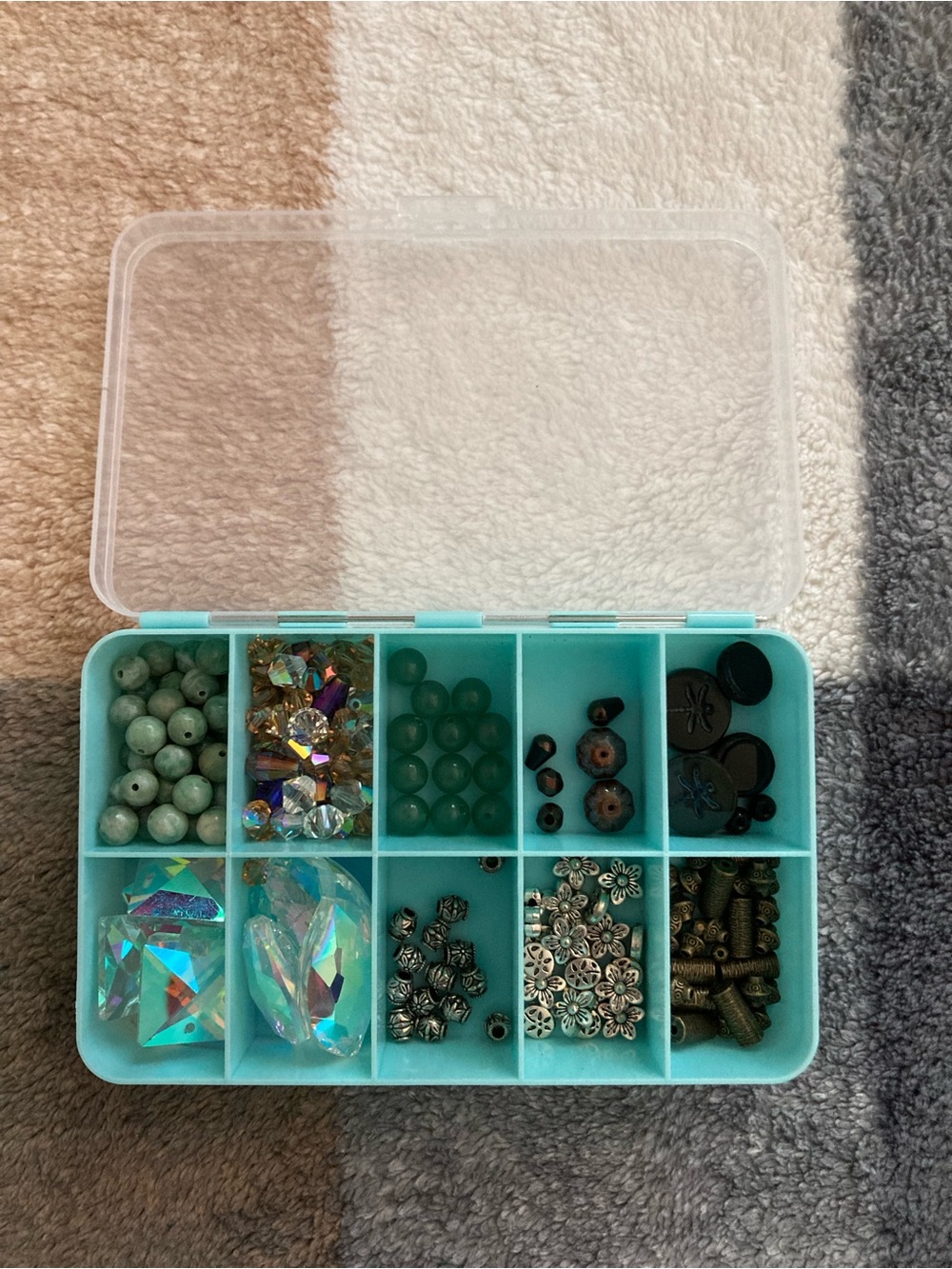 Czech Glass ,AB, Stone and Metal Bead Mix with Organizer